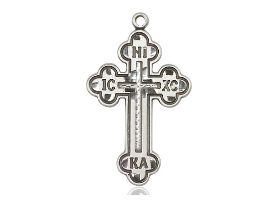 Sterling Silver Russian Cross Pendant on a 18 inch Sterling Silver Light Curb Chain - Unique Catholic Gifts