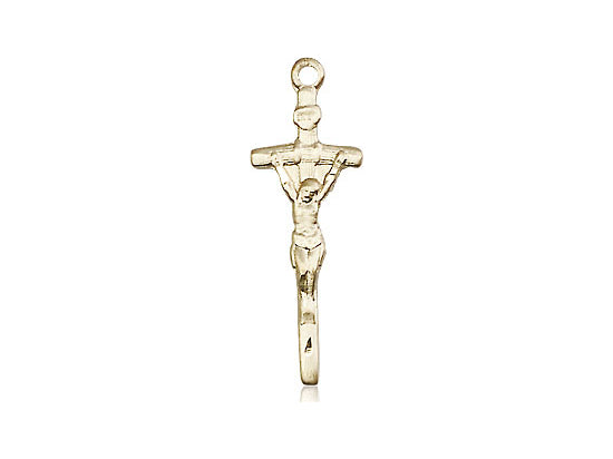 14kt Gold Filled Papal Crucifix Pendant on a 24 inch Gold Plate Heavy Curb Chain - Unique Catholic Gifts
