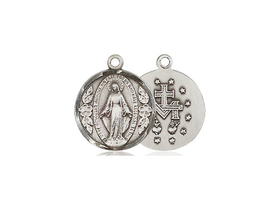 Sterling Silver Miraculous Pendant on a 18 inch Sterling Silver Light Curb Chain. - Unique Catholic Gifts