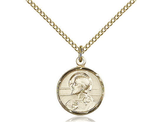 14kt Gold Filled Scapular Pendant on a 18 inch Gold Filled Light Curb Chain - Unique Catholic Gifts