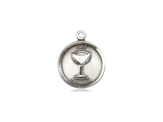 Sterling Silver Communion Pendant on a 18 inch Sterling Silver Light Curb Chain - Unique Catholic Gifts