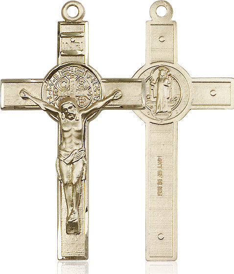 Gold Filled St Benedict Crucifix Pendant (1 1/4") - Unique Catholic Gifts
