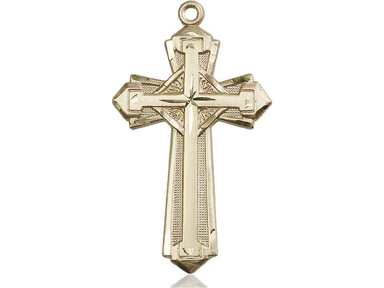 14kt Gold Filled Cross Pendant on a 24 inch Gold Plate Heavy Curb Chain - Unique Catholic Gifts