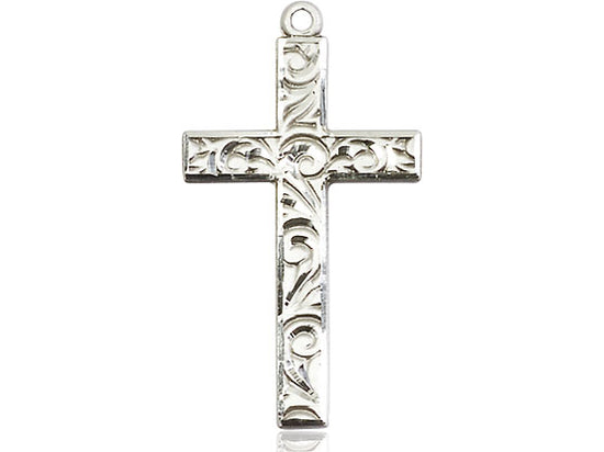 Sterling Silver Cross Pendant on a 18 inch Sterling Silver Light Curb Chain - Unique Catholic Gifts