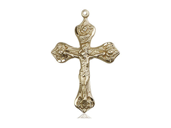 14kt Gold Filled Crucifix Pendant on a 24 inch Gold Plate Heavy Curb Chain - Unique Catholic Gifts