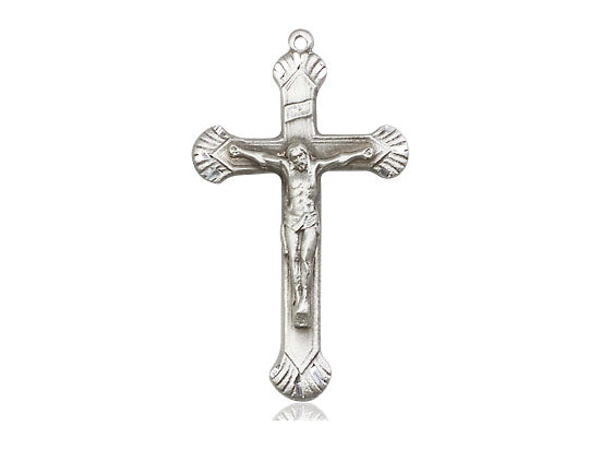 Sterling Silver Crucifix Pendant on a 18 inch Sterling Silver Light Curb Chain - Unique Catholic Gifts