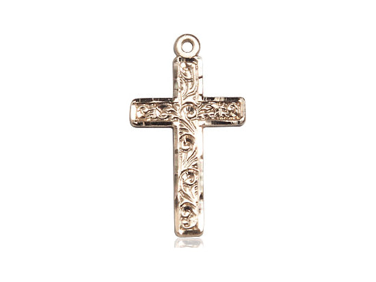 14kt Gold Filled Cross Pendant on a 24 inch Gold Plate Heavy Curb Chain - Unique Catholic Gifts