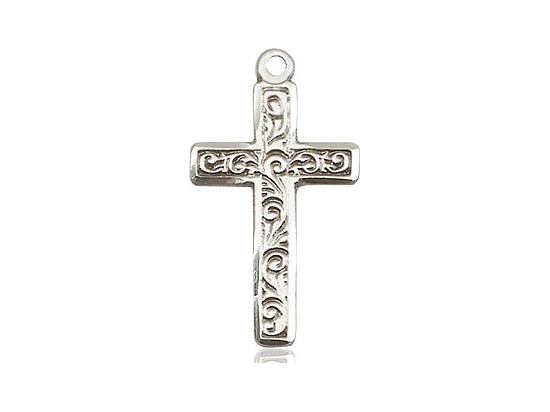 Sterling Silver Cross Pendant on a 18 inch Sterling Silver Light Curb Chain - Unique Catholic Gifts