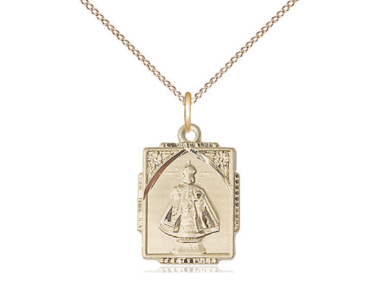 14kt Gold Filled Infant of Prague Pendant on a 18 inch Gold Filled Light Curb Chain - Unique Catholic Gifts