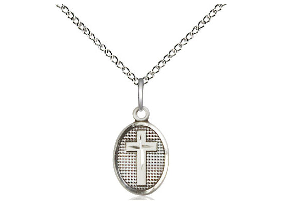 Sterling Silver Cross Pendant on a 18 inch Sterling Silver Light Curb Chain - Unique Catholic Gifts