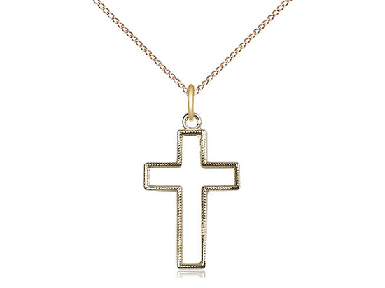 14kt Gold Filled Cross Pendant on a 18 inch Gold Filled Light Curb Chain - Unique Catholic Gifts