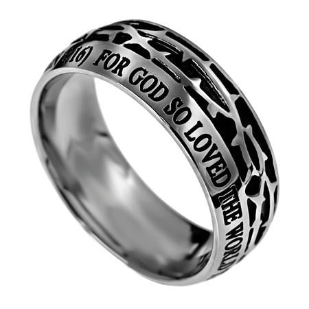 Men's Crown of Thorns Ring John 3:16 - Unique Catholic Gifts
