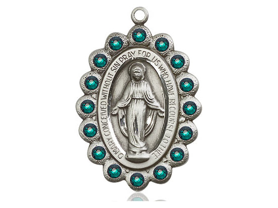 Sterling Silver Miraculous Pendant on a 18 inch Sterling Silver Light Curb Chain - Unique Catholic Gifts