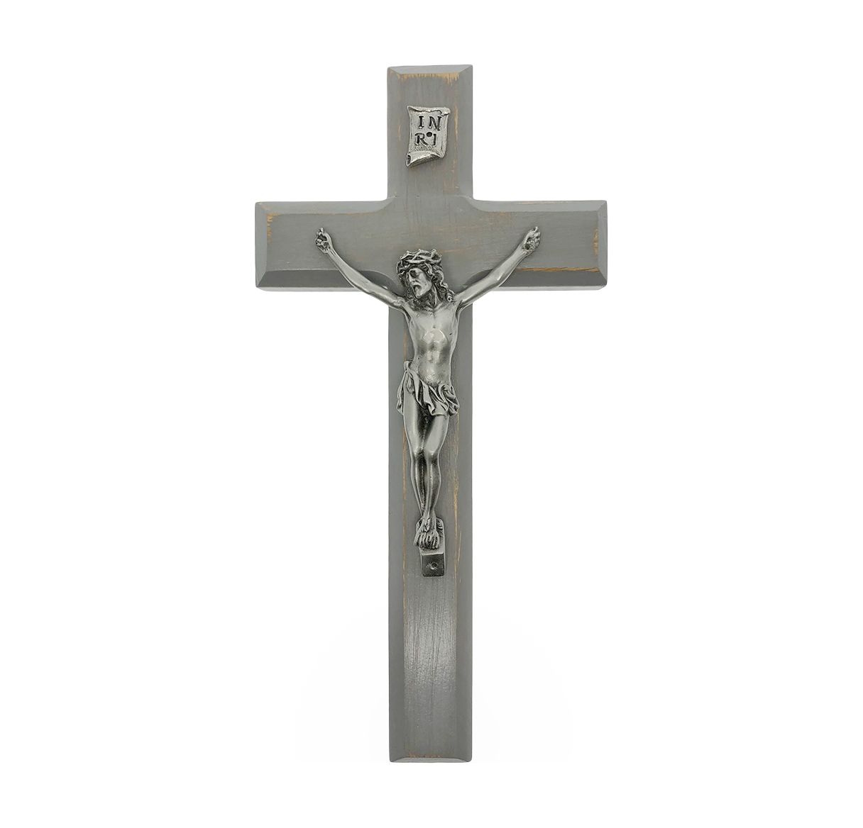 Grey Cross w/Pewter Corpus - 10" - Unique Catholic Gifts