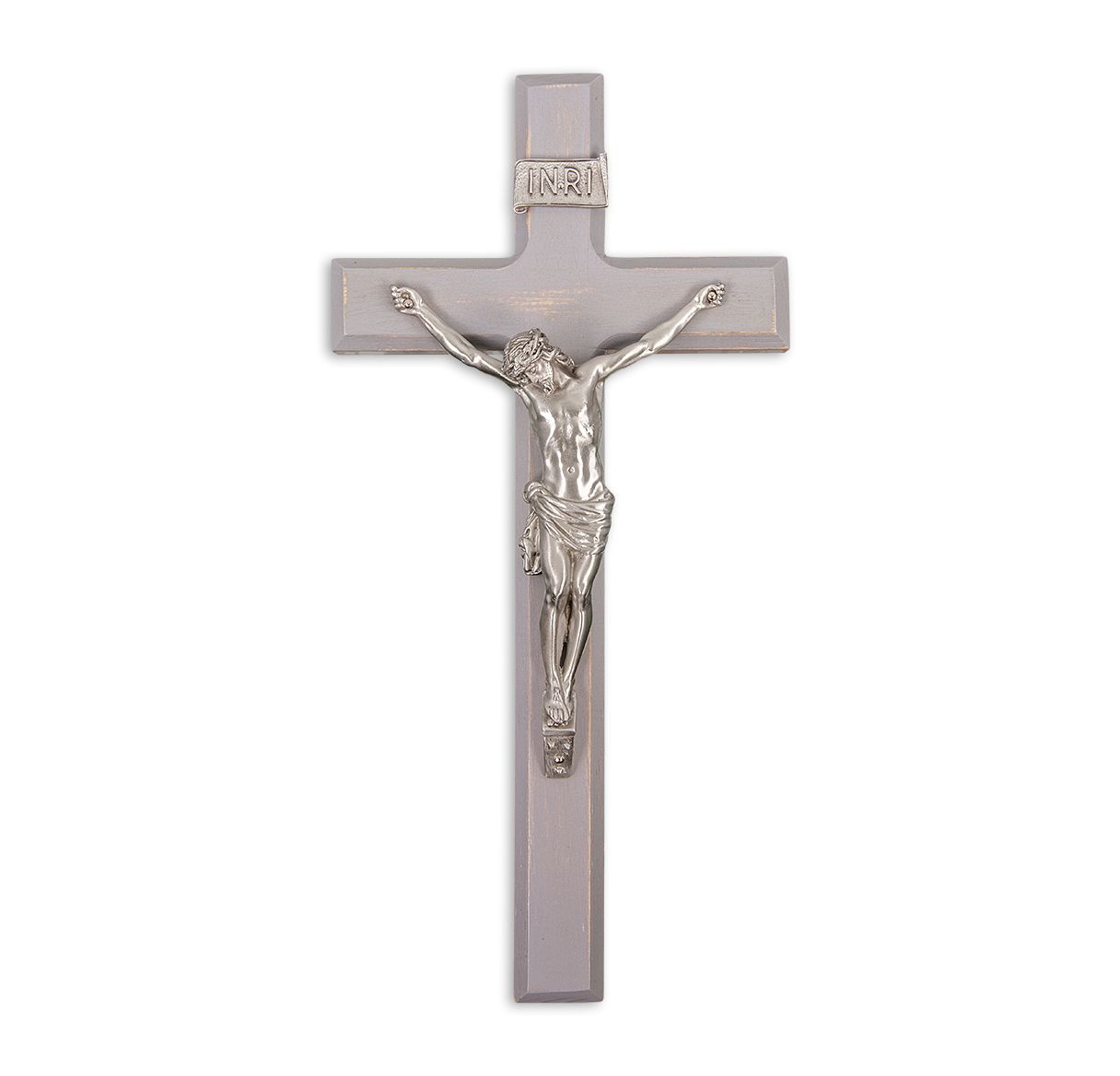 GREY CROSS WITH GOLD CORPUS - 12" - Unique Catholic Gifts