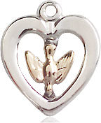 Gold Field/Sterling Silver Holy Spirit Pendant( 1/2") with 18" chain - Unique Catholic Gifts