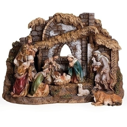 10 Piece Nativity with Stable 11" x 16" - Unique Catholic Gifts