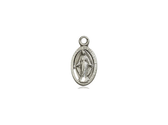 Sterling Silver Miraculous Pendant on a 18 inch Sterling Silver Light Curb Chain - Unique Catholic Gifts