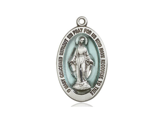 Sterling Silver Miraculous Pendant on a 18 inch Sterling Silver Light Curb Chain - Unique Catholic Gifts