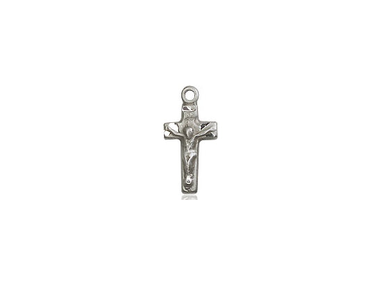 Sterling Silver Crucifix Pendant on a 18 inch Sterling Silver Light Curb Chain. - Unique Catholic Gifts