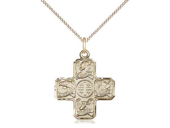 14kt Gold Filled Evangelist Pendant on a 18 inch Gold Filled Light Curb Chain - Unique Catholic Gifts