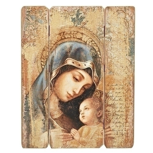 Madonna and Child Framed Wood Panel Picture 26" - Unique Catholic Gifts