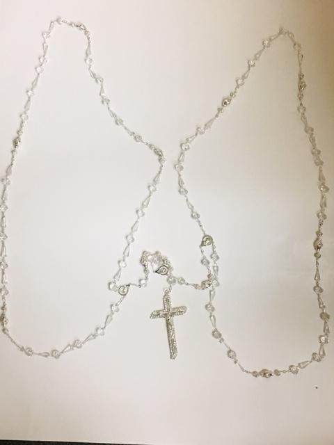 Wedding Lasso Clear Glass,Rhinestone Beads on a Silver Chain. - Unique Catholic Gifts