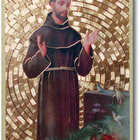 Saint Francis Gold Foil Mosaic Plaque (4"x6") - Unique Catholic Gifts