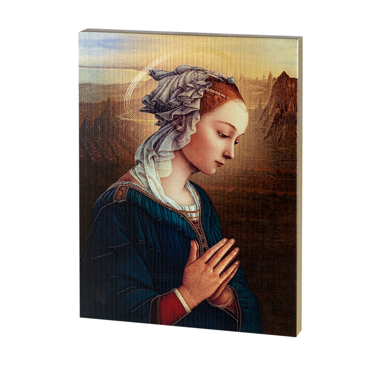 Lippi Madonna Gold Embossed Wood Plaque - Unique Catholic Gifts