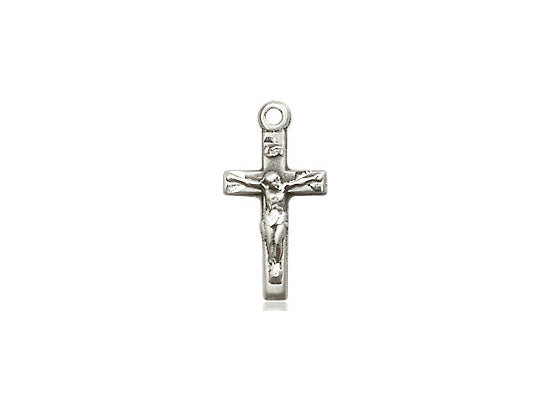 Sterling Silver Crucifix Pendant on a 18 inch Sterling Silver Light Curb Chain - Unique Catholic Gifts
