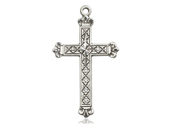 Sterling Silver Cross Pendant on a 18 inch Sterling Silver Light Curb Chain - Unique Catholic Gifts
