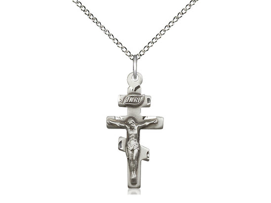 Sterling Silver Crucifix Pendant on a 18 inch Sterling Silver Light Curb Chain - Unique Catholic Gifts