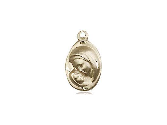 14kt Gold Filled Madonna & Child Pendant on a 18 inch Gold Filled Light Curb Chain - Unique Catholic Gifts