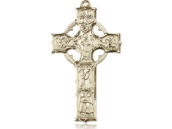 14kt Gold Filled Celtic Cross Pendant on a 24 inch Gold Plate Heavy Curb Chain - Unique Catholic Gifts