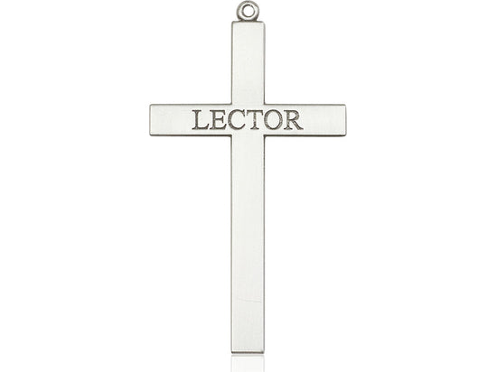 Sterling Silver Lector Cross Pendant on a 24 inch Light Rhodium Heavy Curb Chain - Unique Catholic Gifts