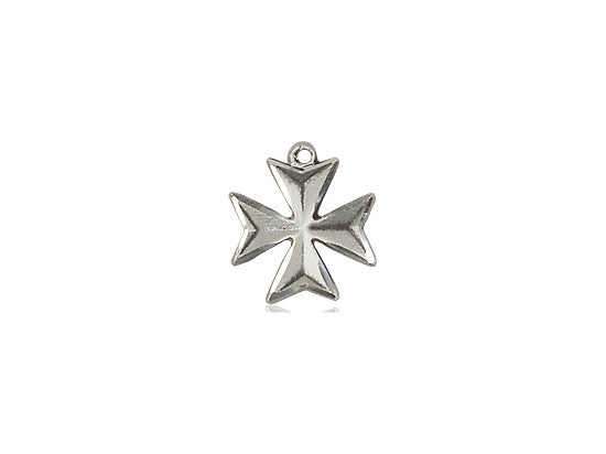Sterling Silver Maltese Cross Pendant on a 18 inch Sterling Silver Light Curb Chain - Unique Catholic Gifts