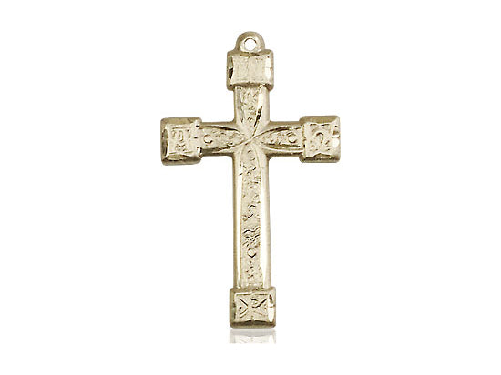 14kt Gold Filled Cross Pendant on a 24 inch Gold Plate Heavy Curb Chain - Unique Catholic Gifts