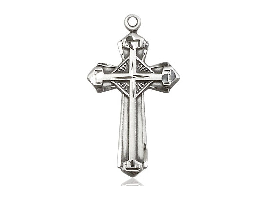 Sterling Silver Cross Pendant on a 18 inch Sterling Silver Light Curb Chain - Unique Catholic Gifts