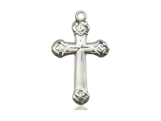 Sterling Silver Cross Pendant on a 18 inch Sterling Silver Light Curb Chain - Unique Catholic Gifts