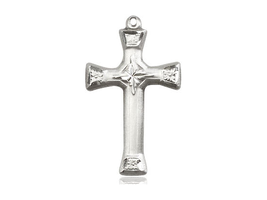 Sterling Silver Cross Pendant on a 18 inch Sterling Silver Light Curb Chain - Unique Catholic Gifts