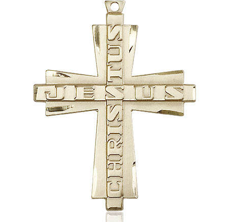 14kt Gold Filled Jesus Christus Cross Pendant on a Gold Plate Chain - Unique Catholic Gifts