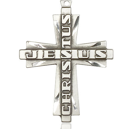 Sterling Silver Jesus Christus Cross Pendant on a Sterling Silver Chain - Unique Catholic Gifts