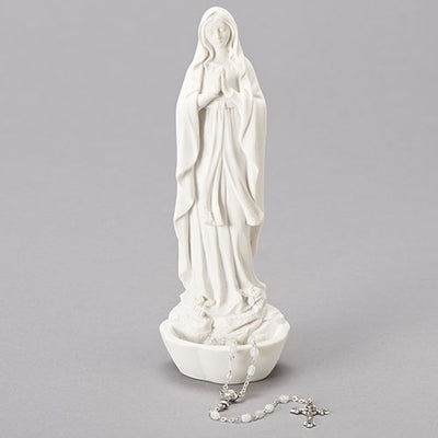 White Our Lady of Lourdes Rosary Holder 8