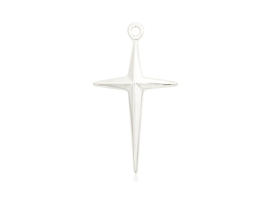 Sterling Silver Cross Pendant on a 18 inch Sterling Silver Light Curb Chain - Unique Catholic Gifts