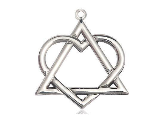 Sterling Silver Adoption Heart Pendant on a 24 inch Light Rhodium Heavy Curb Chain. - Unique Catholic Gifts