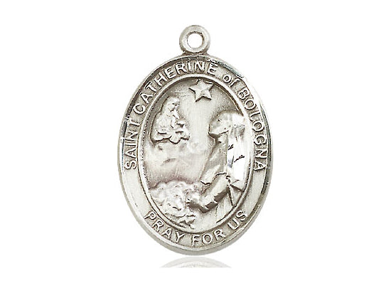 Sterling Silver St Catherine of Bologna Oval Medal - Unique Catholic Gifts