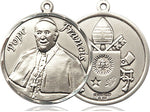 Sterling Silver Pope Francis Pendant on a 24 inch Light Rhodium Heavy Curb Chain. - Unique Catholic Gifts