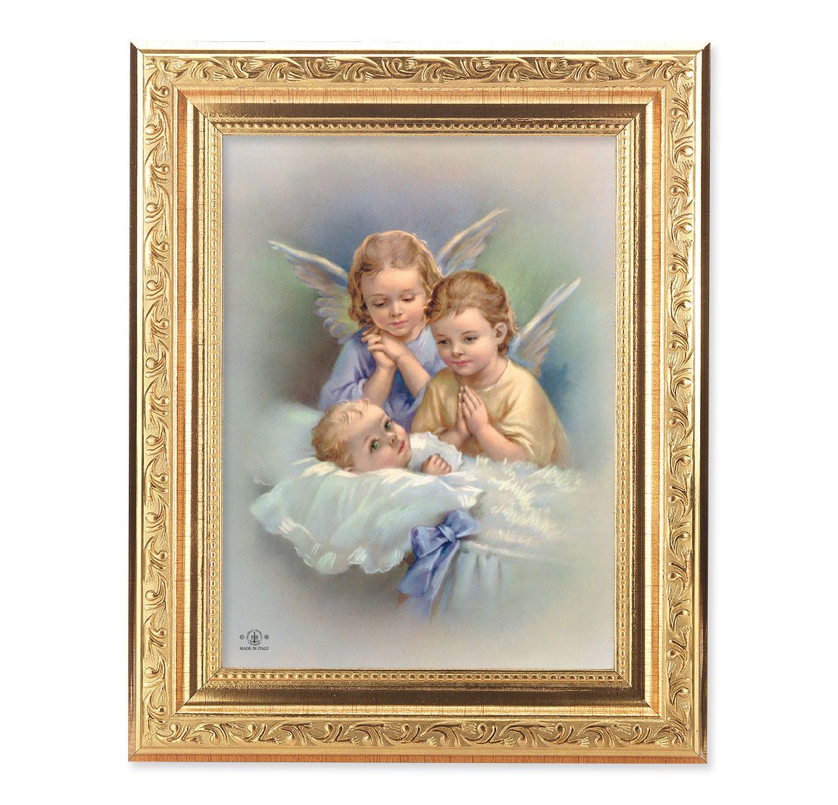 Gold Wood Frame with a Guardian Angels Print - Unique Catholic Gifts