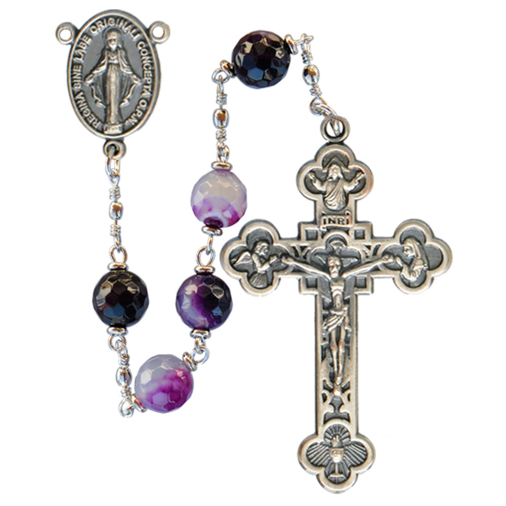 Purple Agate Rosary (8mm) - Unique Catholic Gifts
