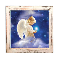"Angel Star" Fiber Optic Lighted Canvas Shadow Box - Unique Catholic Gifts